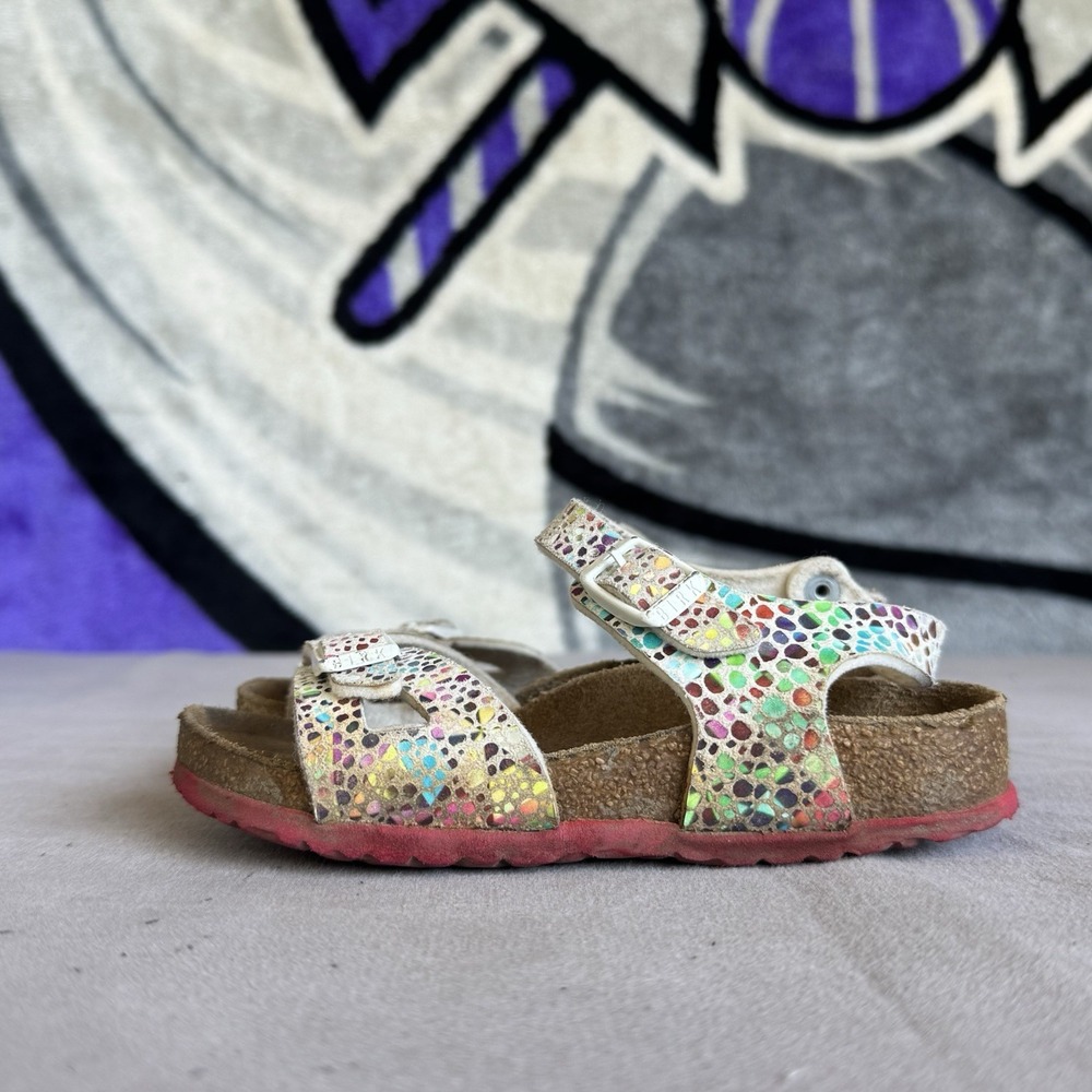 Size 28/c10 - Birkenstock Girls' White Taormina Mosaic Sandals